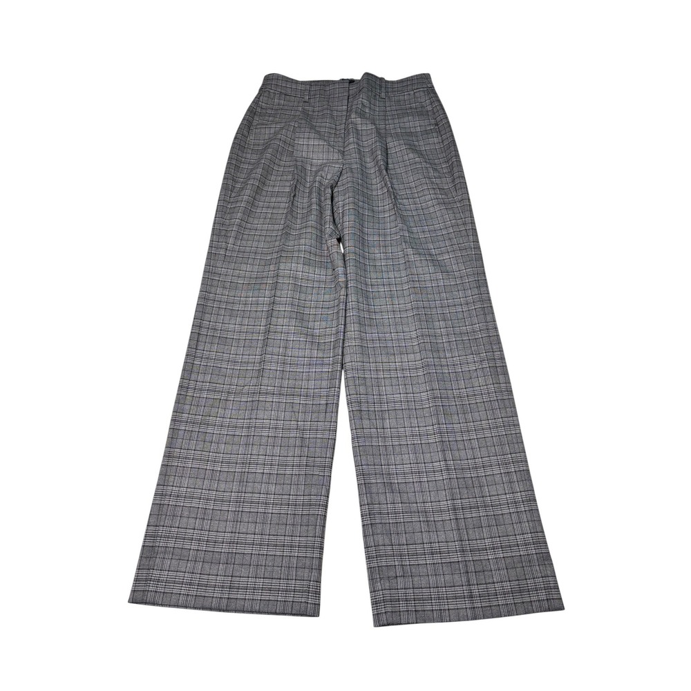 NWT J.Crew Grey Glen Plaid Wide Leg Trousers High Rise Womens Size 8 W30 L30